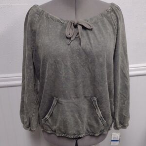 NEW Democracy Gray Women's Top with Front Cord.